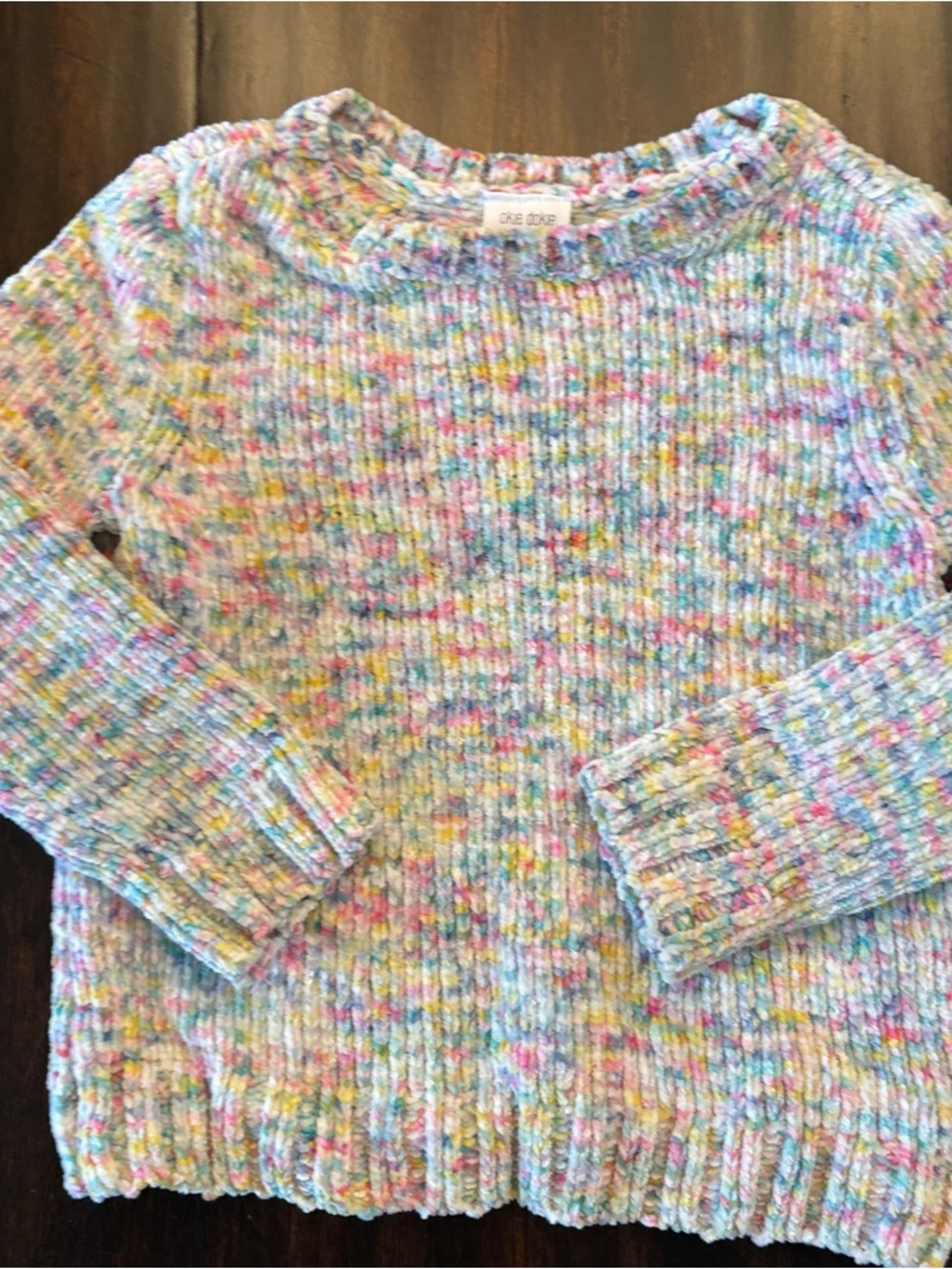 Girls Pastel Speckled Rainbow Crewneck Knitted Sweater